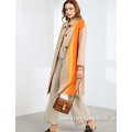 Trendy Clothing Ladies Collision Color Long Coat